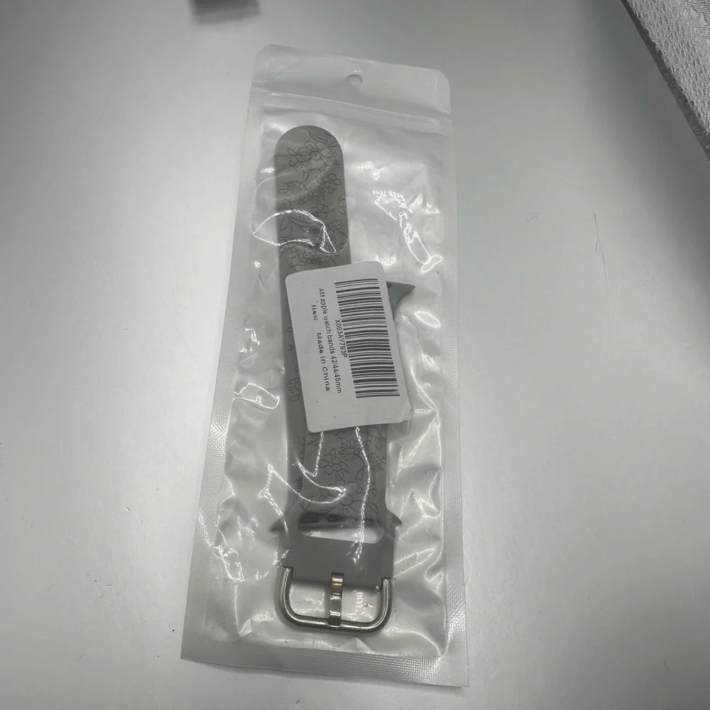 Apple Watch Band - Grey w Etched Flowers